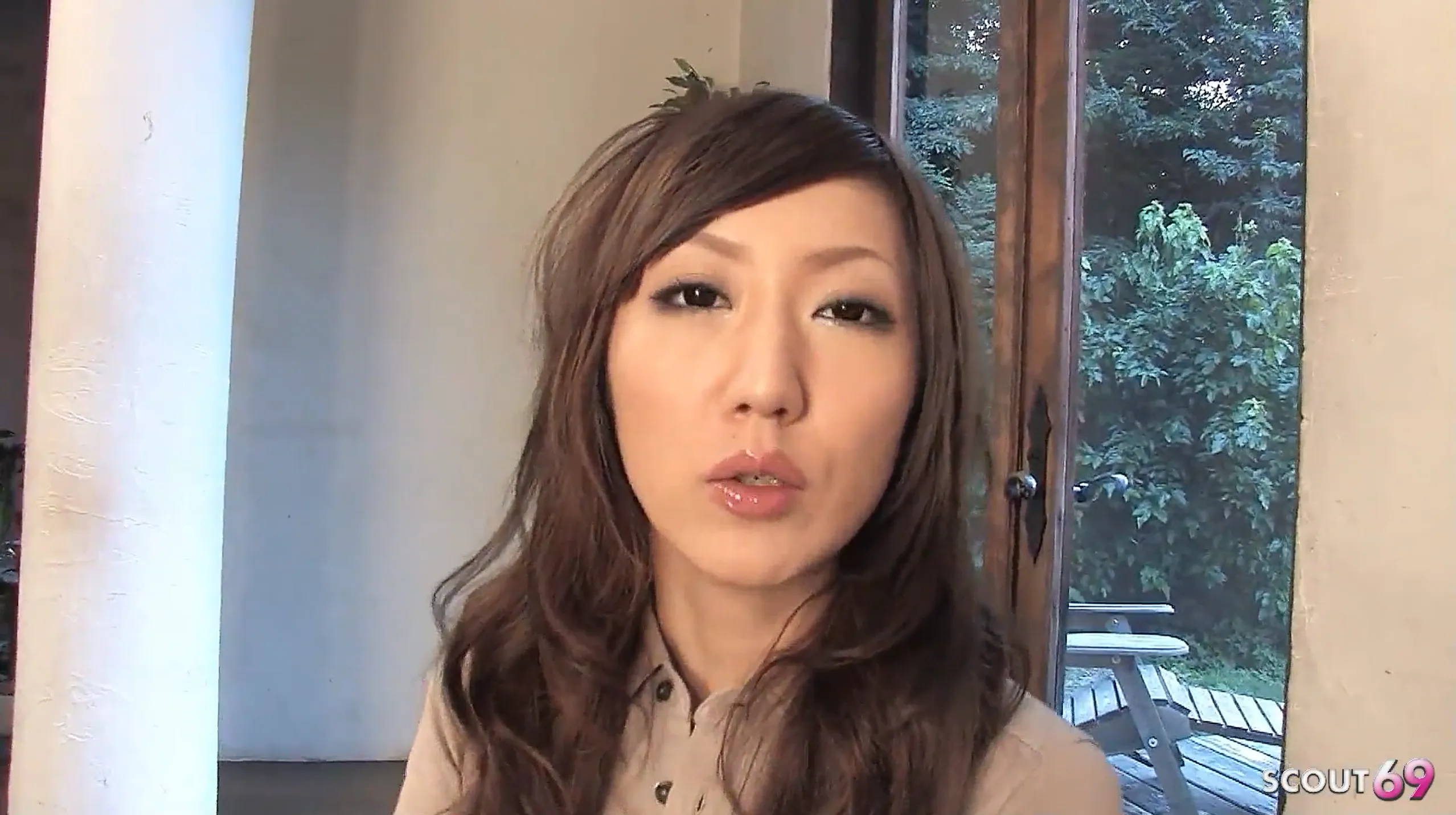 Uncensored JAV POV Blowjob and Pussy Sliding for old Guy by Small Tits Japanese Teen